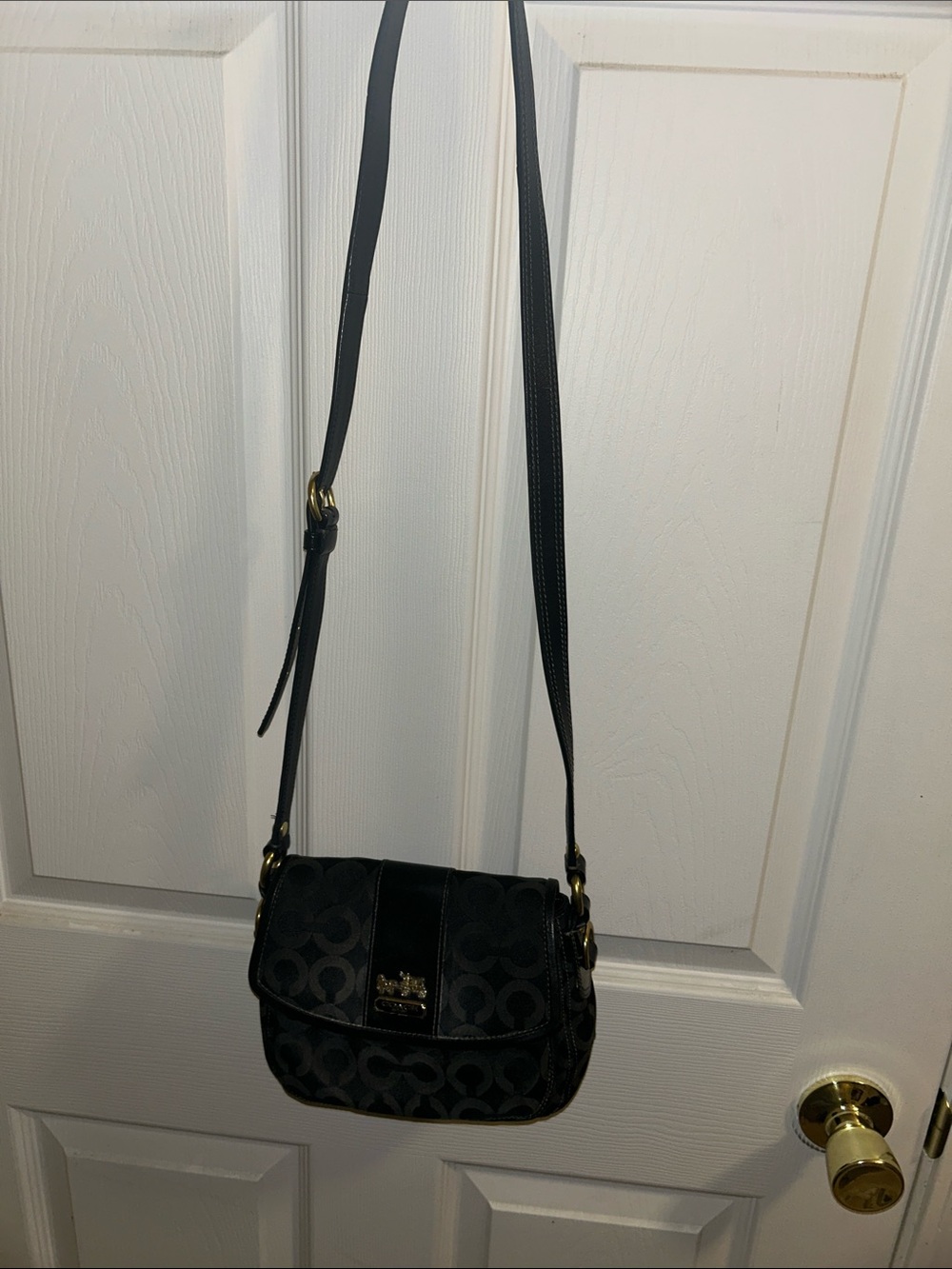 Coach Black Signature Jacquard Crossbody with Gold Hardware